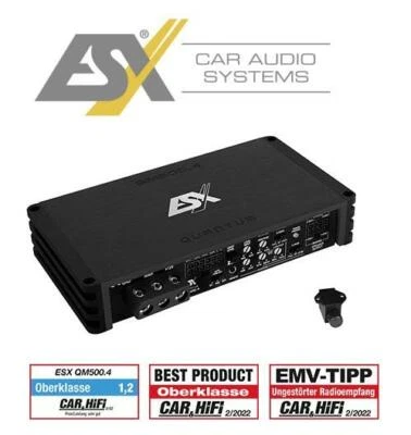 ESX QM500.4 4-Kanal Class D Mini Digital Verstärker 500 Watt RMS mit Bass Remote - Bild 1 von 4