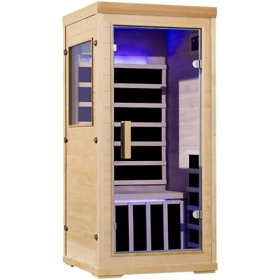 1 Person Far Infrared Sauna for Home Spa, Low EMF Wooden Dry Sauna Room - Image 1 of 4