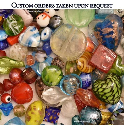 Lampwork Beads, 1/2# bulk, Mixed Styles/Colors, Handmade Glass, custom orders - Image 1 of 4