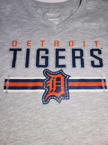 NEW Detroit Tigers T-Shirt Girls Small 6/6x  MLB Genuine Merchandise grey orange Cover