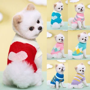 Pet Dog Warm Jumper Knit Sweater Clothes Puppy Cat Knitwear Costume Coat Apparel - Picture 1 of 25