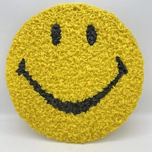 Vintage Yellow Smiley Face Happy Face Melted Plastic Popcorn Wall Art Decor - Picture 1 of 4