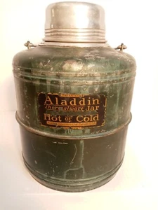 Antik Aladdin Thermalware grün Metalltopf Isolierkrug Thermoskanne Keramik 20er - Bild 1 von 12