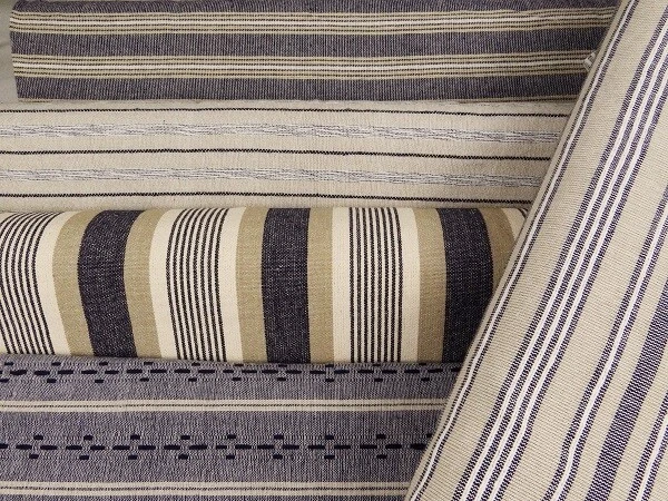 0,50 m Dekostoff Streifen Baumwolle Struktur  Strand Garten   Stoff S 82766  - Bild 1 von 1