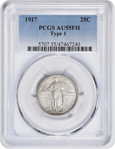 1917 Standing Liberty Silver Quarter Type 1 AU55FH PCGS Cover