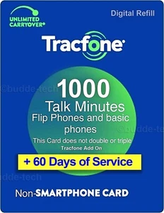 TracFone 1000 Minutes +60 service days Refill Basic Airtime Card DIGITAL REFILL - Picture 1 of 9