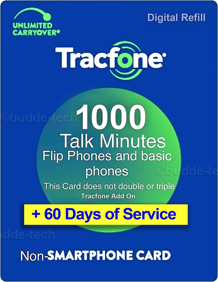 TracFone 1000 Minutes +60 service days Refill Basic Airtime Card DIGITAL REFILL - Image 1 of 4