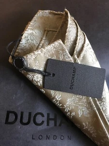 Silk woven pocket square Duchamp Zinnia floral plain. Luxuriously Elegant NWT - Picture 1 of 5
