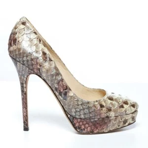 JIMMY CHOO Womens Brown Snakeskin High Heel Platform Round-Toe Pumps 7.5-37.5 - Picture 1 of 5