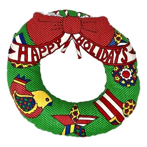 Cut n Sew Weihnachtskranz Stoff Kissen Happy Holidays fertig fertig fertig - Bild 1 von 11