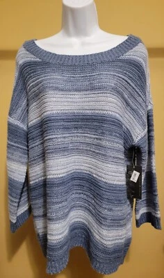 Nuevo con etiquetas $49 Suéter Pullover Debbie Morgan Para Mujer Azul Combo Manga 3/4 Talla: L Foto 1 de 2