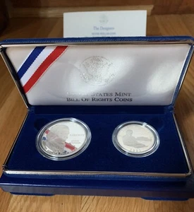 Juego de prueba de monedas de plata 1993-S de la Declaración de Derechos de EE. UU. incluye caja y certificado de autenticidad - Imagen 1 de 10