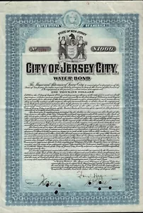 City of Jersey City Water Bond USD 1,000 dd 1920 - Picture 1 of 1