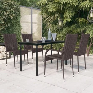 5 Piece Outdoor Dining Set Brown and Black - Picture 1 of 1