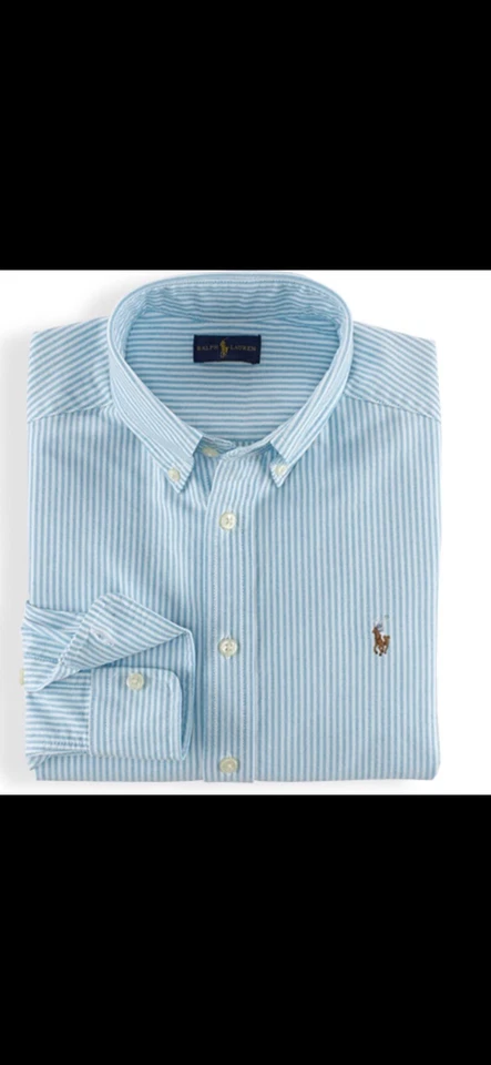 Camisa Ralph Lauren de manga larga con botones para niños (rayas verdes) Foto 1 de 1