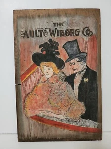 Ault & Wiborg Co. Art on Wood Slab Vintage Handmade - Picture 1 of 6