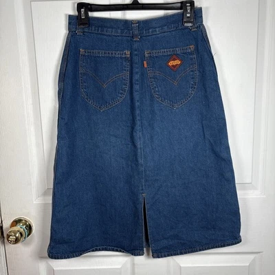 Vintage Levi’s 70’s Denim Skirt Women’s 12 Orange Tab High Waisted A-Line Retro - Image 1 of 4