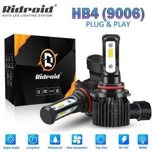 RIDROID 9006 HB4 LED Bulbs Headlight Low Beam Super Bright White 6500K 12000LM - Picture 1 of 16
