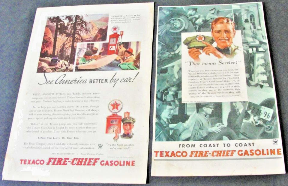 1930s Texaco-from coast to coast-Set of (2) Magazine Page Advertisement Prints. - Image 1 of 4