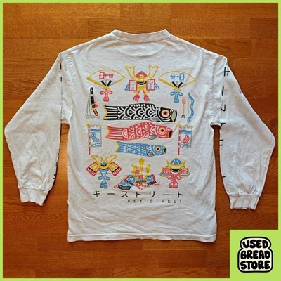 Key Street Japanese Graphic Mens Medium White Cotton Long Sleeve  T-Shirt Racing - Image 1 of 4