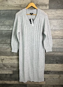 Simply Be Midi Jumper Dress Size UK 8-10 Grey Cable Knit Sweater Cozy Loose Fit - Picture 1 of 12