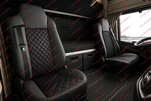 2 x Coprisedile Nero Camion 1+1 Ecopelle Imbottita Lusso per MAN TGX 2015-2020 - Imagen 1 de 6