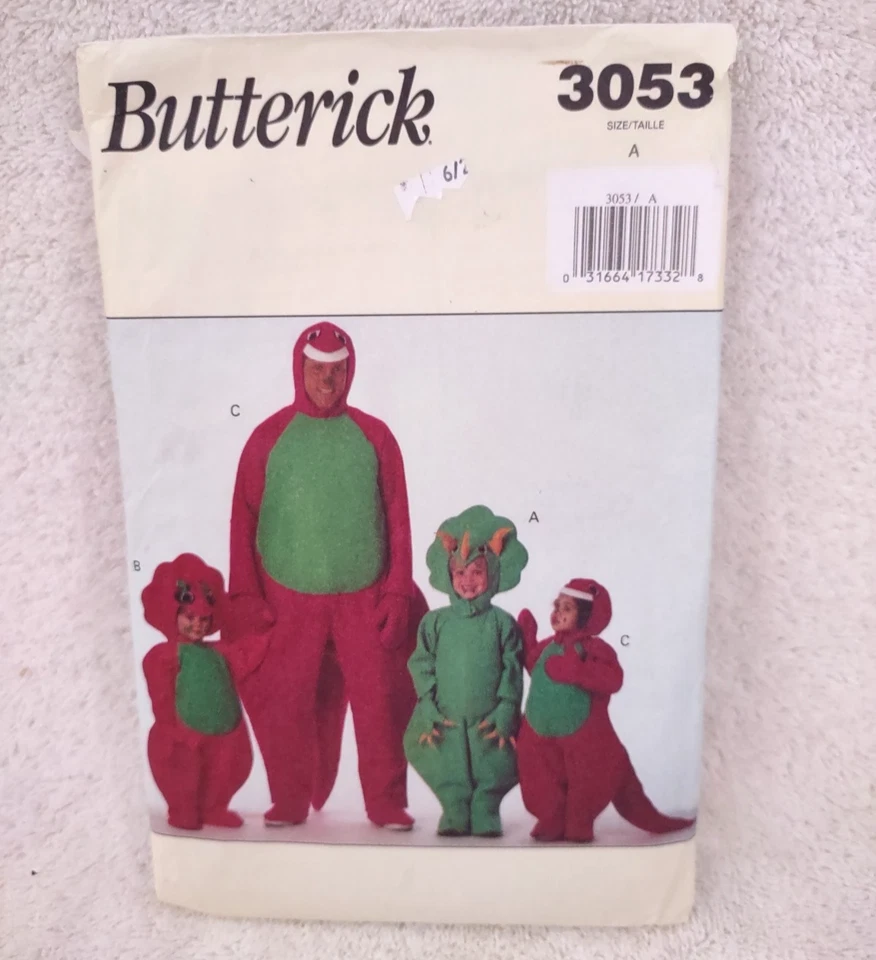 Butterick Children's 93 Barney Dinosaur Baby Bop Costume Pattern 3053 Size 2-3-4 - Image 1 of 1