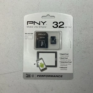 NEW SEALED PNY 32 GB Micro SD Card with Adapter - Picture 1 of 2