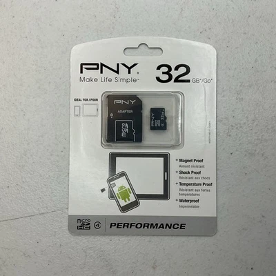 NEW SEALED PNY 32 GB Micro SD Card with Adapter - Image 1 of 2
