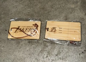 Los Angeles LA Lakers Wood Luggage Tag Lasered Basketball 2 Travel - Picture 1 of 2