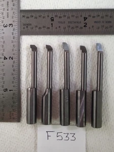 5 USED 5/16" SHANK MINI CARBIDE BORING BARS HEAD SIZES .210-.225" ish USA (F533) - Picture 1 of 3