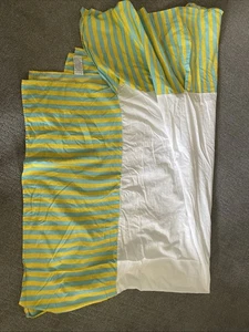 Littlemissmatched Twin Bedding Bed Skirt Yellow Teal Striped Dust Ruffle - Picture 1 of 5