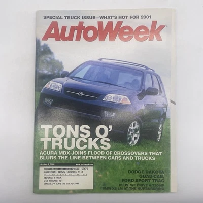 AutoWeek Magazine October 2000 Acura MDX Dodge Dakota Ford Sport Trac - Image 1 of 4