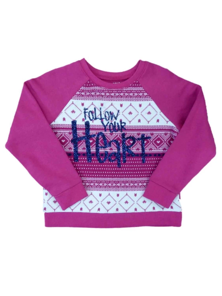 Niñas Rosa Nórdico Follow Your Heart Sudadera Pullover Sudadera Camisa 4 Foto 1 de 1