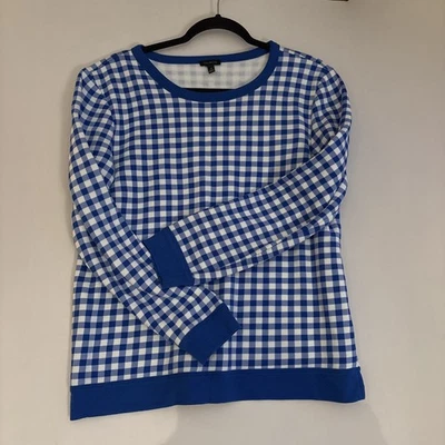 Sudadera Pullover Suéter Talbots Mujer Azul Cuadros Polar Talla M Foto 1 de 4