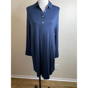 Andrew Marc New York Womens Shirt Dress Size Medium Navy Blue Stretch NWT - Picture 1 of 11