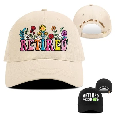 Вышитая снятая с производства шляпа, подарки для выхода на пенсию, регулируемый хлопок дышащий цвет... - Изображение 1 из 4