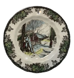 Plato de pan Johnson Brothers The Friendly Village Ironstone escena de invierno - Imagen 1 de 6
