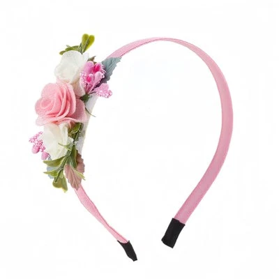 Flower Headband Rose Red Hair Accessories Green Leaf Cute Hair Bands Spring  - Image 1 of 4