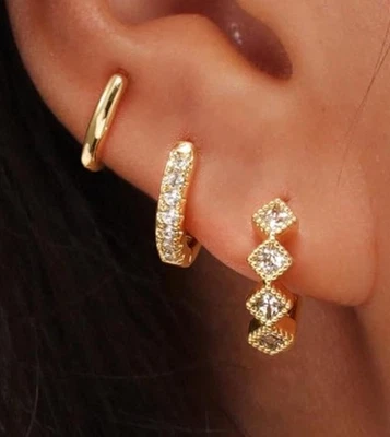 14K Gold Hoop Earrings Set - Image 1 of 4