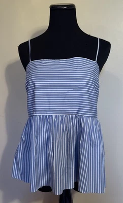 Camiseta sin mangas Express a rayas peplum con pajarita trasera ajustada preppy clásica náutica L Foto 1 de 4