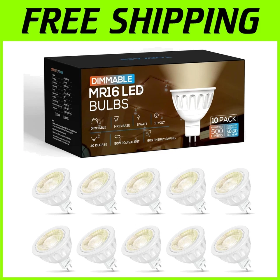 Listed MR16 LED Bulbs, 2700K Soft White, 10-Pack - Image 1 of 4