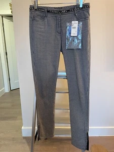 CHANEL P53371 Gingham Check Pants 38 Navy X White Authentic SRP $1600 - Picture 1 of 9