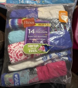 Hanes ~ Girls Hipster Tagless 14-Pair Underwear No Ride Up Multi-Color ~ Size 6 - Picture 1 of 4