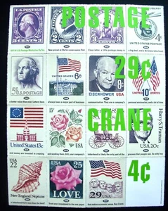 Crane paper letterhead promo enlarged samples: US Postage stamps from 1917-1991 - Picture 1 of 7