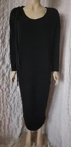 HUMANOID black tweed wool cocoon dress with leather zip detail size M - Bild 1 von 11