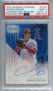 2022 Bowman Sterling Tek Autographs Blue STASO Shohei Ohtani Auto 12/25 PSA 9 10