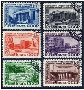 Russia 1429-1434 reprint 1955, CTO. Michel 1432-1437. Uzbek Republic, 25. 1950. - Picture 1 of 1