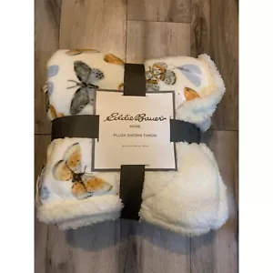 Eddie Bauer Home Plush Sherpa Throw 60" X 70" Butterfly Design Soft & Cozy Blank - Picture 1 of 5
