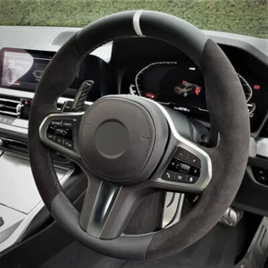Alcantara Steering Wheel Cover Real Leather for BMW G11 G12 G14 G15 G16 G29 - Picture 1 of 12